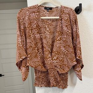 Lulu's Brown Floral Blouse